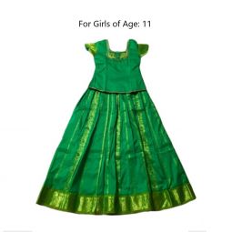 South Indian Lehenga Girls skirt light GREEN - 34"